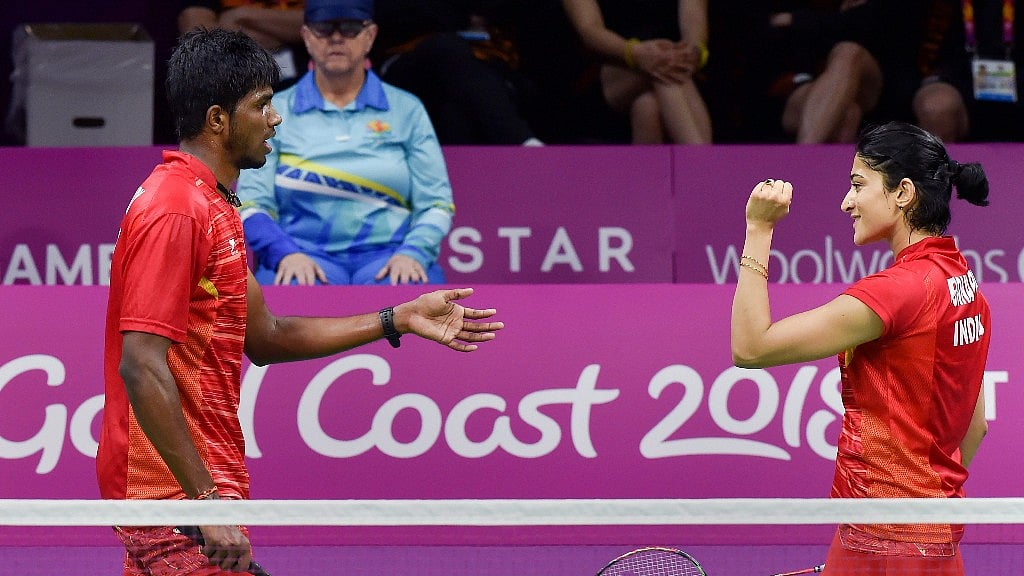 Indian mixed badminton pair Ashwini Ponnappa and Satwik Rankireddy.