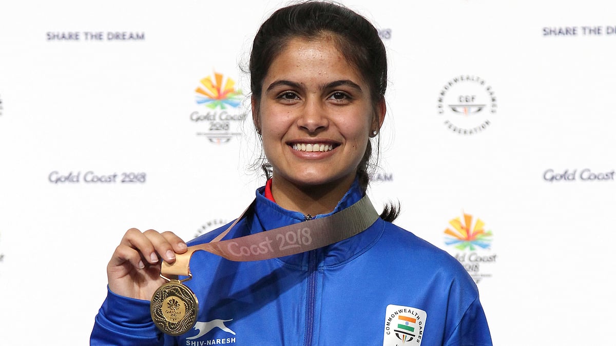 India’s Sidhu Heena with the silver medal during the women’s 10m Air Pistol final at the Belmont Shooting Centre during the 2018 Commonwealth Games in Brisbane, Australia, Sunday, April 8, 2018.&nbsp;