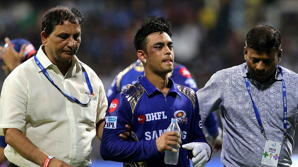 Ishan Kishan taken off the field after the incident.