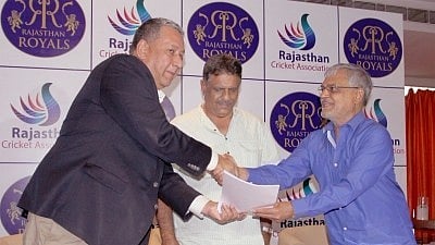 RR chairman and RCA president Dr CP Joshi signing agreement in presence of sports minister Khimsar.