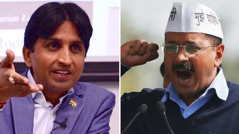 Arvind Kejriwal (right) and Kumar Vishwas.&nbsp;