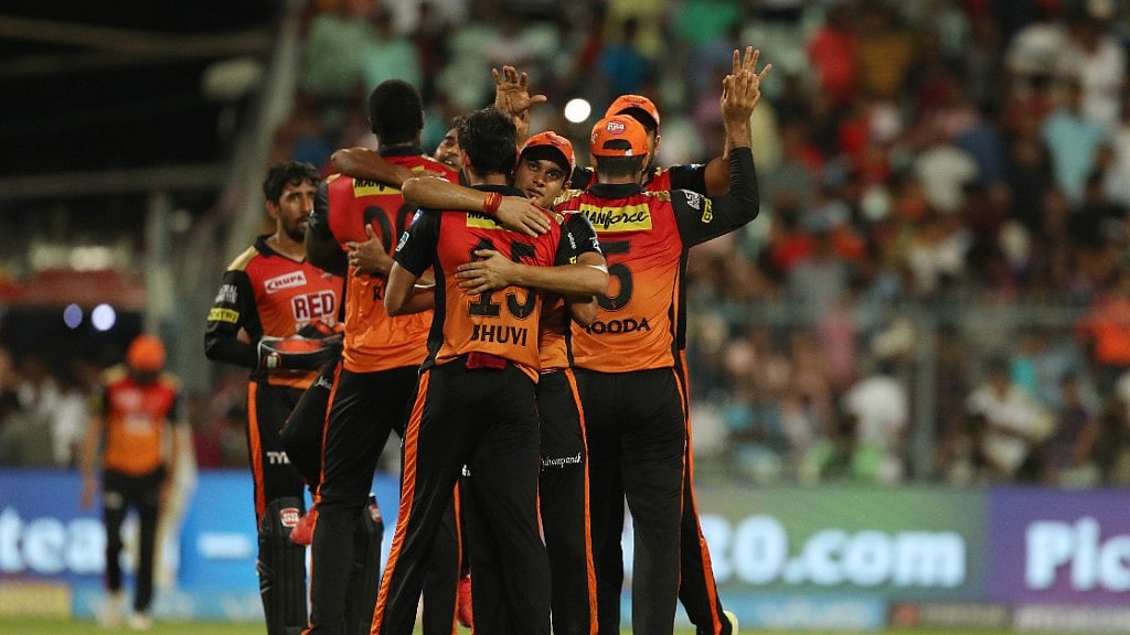 SRH players celebrate after winning the play-offs against KKR in Eden Gardens