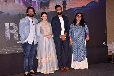 Mumbai: Actors Alia Bhatt, Vicky Kaushal and director Meghna Gulzar at the song launch of their upcoming film "Raazi" in Mumbai on April 18, 2018. (Photo: IANS)