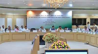 New Delhi: (L-R) Home Minister Rajnath Singh, Transport Minister Nitin Gadkari, Law and IT Minister Ravi Shankar Prasad and Railway Minister Piyush Goyal during the 13th meeting of Standing Committee of Inter-State Council at Vigyan Bhawan, in New Delhi on May 25, 2018. (Photo: IANS)
