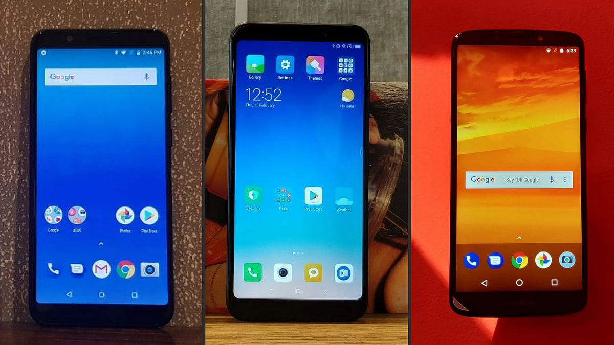 Asus Zenfone Max Pro (left), Redmi Note 5 (middle) and Moto E Plus (right).