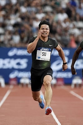 PARIS, July 1, 2018 (Xinhua) -- Su Bingtian of China competes during the men