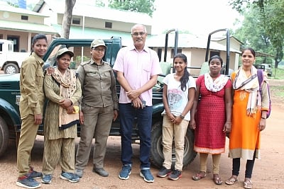 Assistant Director of the Kanha National Park S.K Khare with his team.