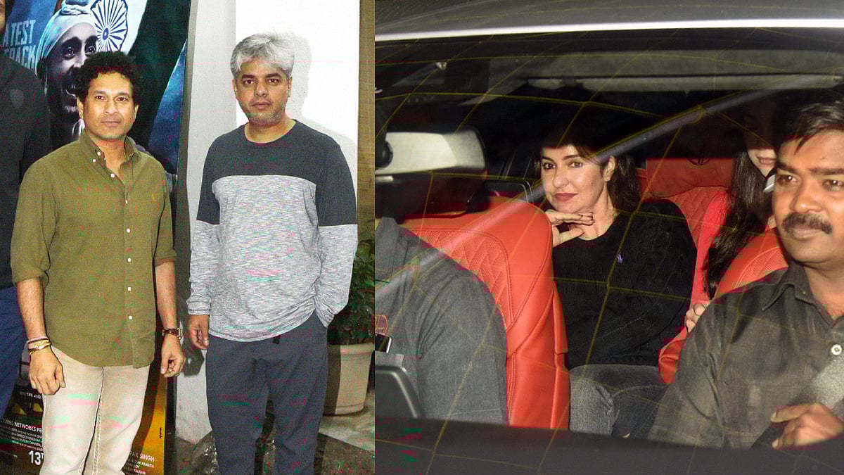 Sachin Tendulkar with <i>Soorma </i>director Shaad Ali; Anjali Tendulkar arrives for the screening.