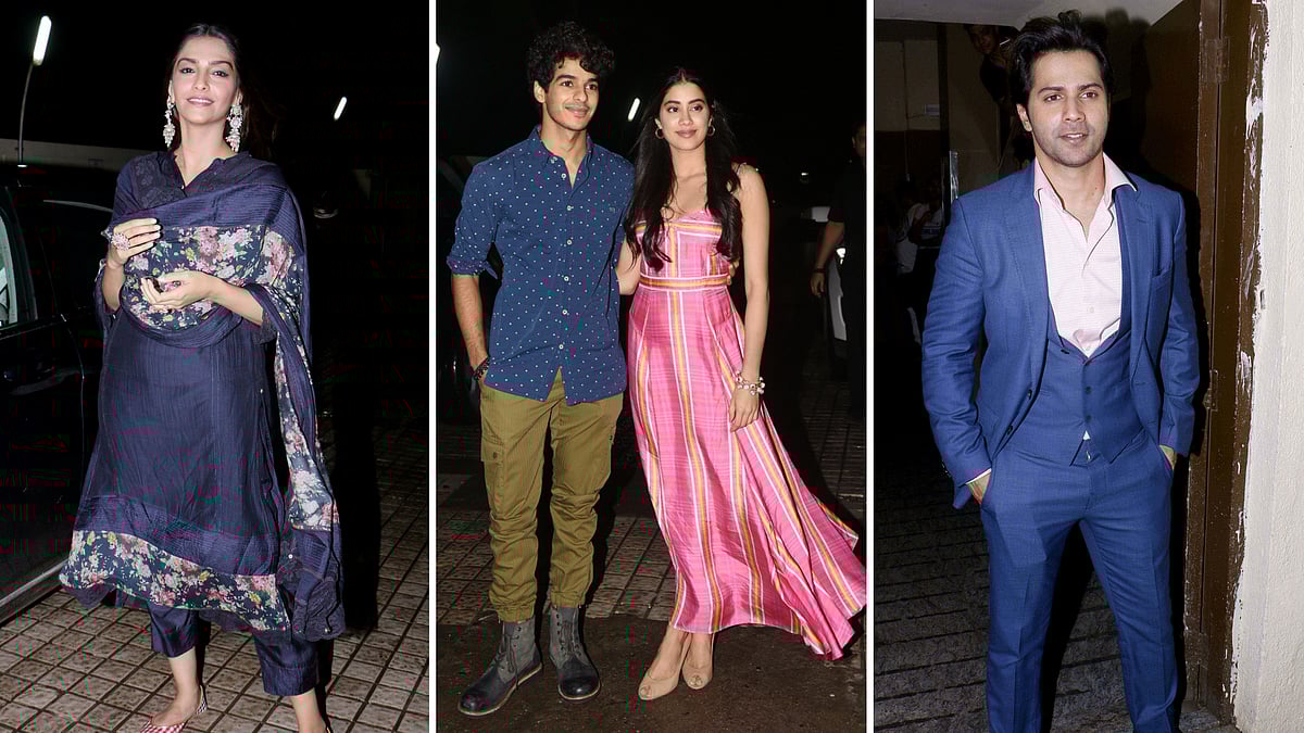 Stars arrive for the screening of <i>Dhadak. </i>