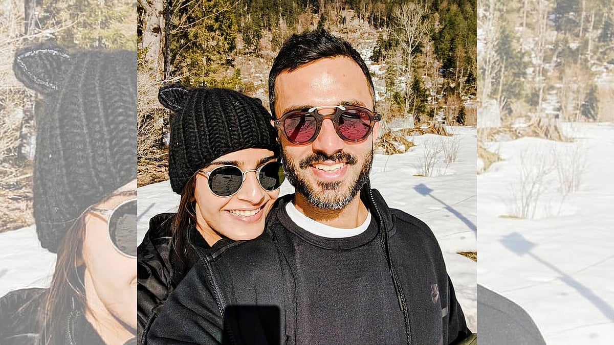 Sonam Kapoor with husband Anand Ahuja.&nbsp;