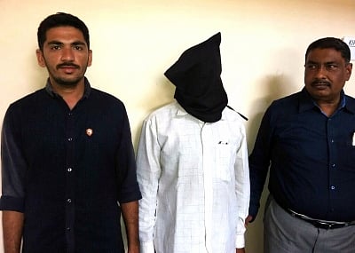 Ahmedabad: Farooq Mohammad alias Bhana, who allegedly carried kerosene with him to torch the S-6 coach of the Sabarmati Express train near the Godhra railway station after being arrested by  Gujarat Anti-Terrorism Squad (ATS) in Ahmedabad, on May 18, 2016. He was on the run for 14 years. (Photo: IANS)