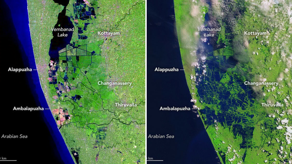 “Before” and “After” images shared by NASA