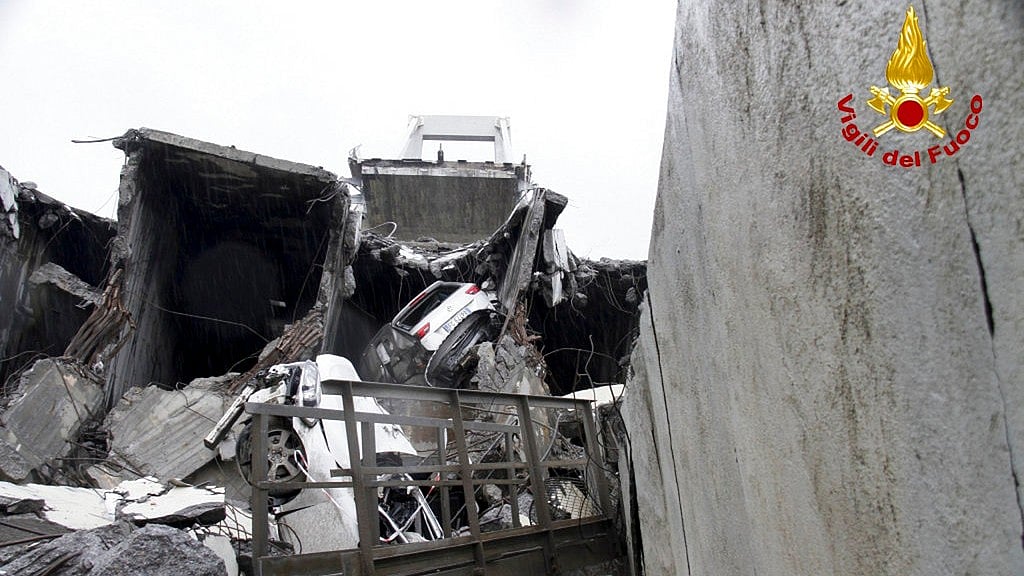 Interior Minister Matteo Salvini said some 200 firefighters were responding to the accident.