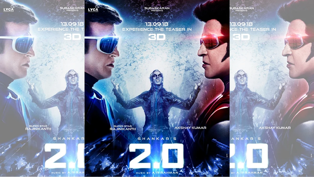 A poster of Rajinikanth and Akshay Kumar-starrer <i>2.0.</i>