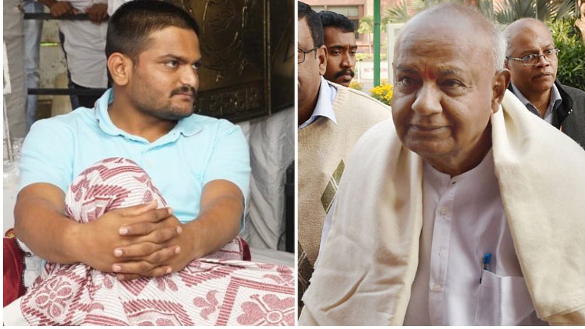 Patidar leader Hardik Patel (left) and former PM HD Devegowda (right)