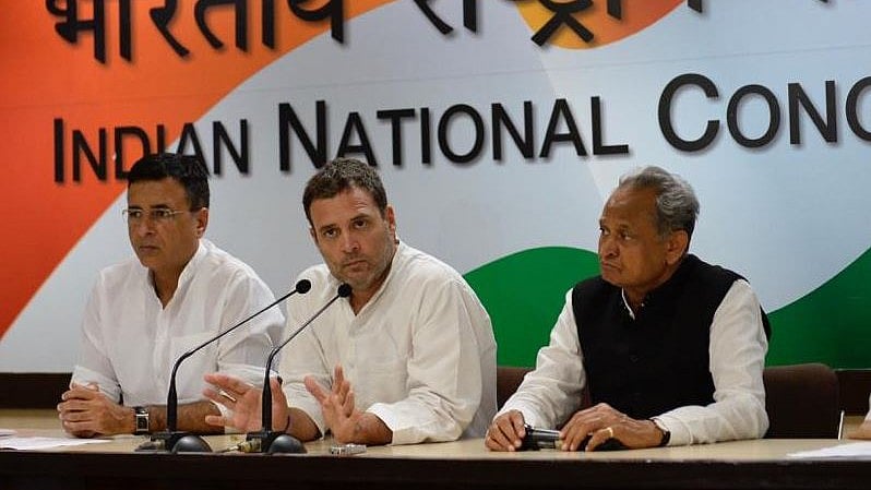 Congress President Rahul Gandhi addresses a press conference in New Delhi on 13 September. 