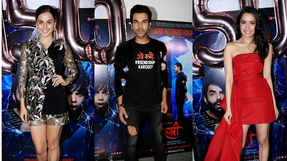 Taapsee Pannu, Rajkummar Rao and Shraddha Kapoor at the <i>Stree</i> success party.