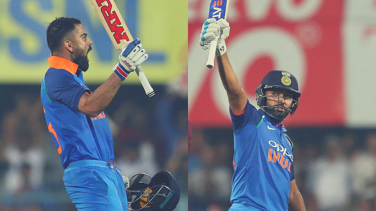 Virat Kohli (left) and Rohit Sharma