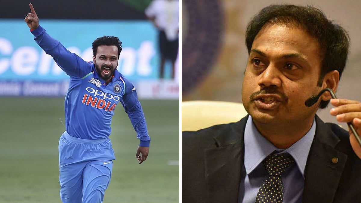 File picture of Kedar Jadhav (left) and MSK Prasad.