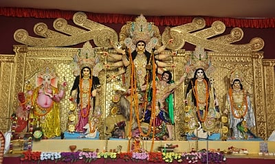 Kolkata: Durga idol at Salt Lake FD Block Durga Puja Pandal on