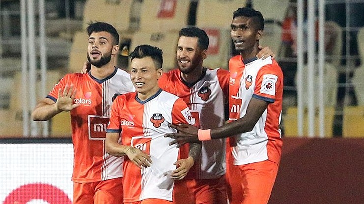 FC Goa beat Pune City 4-2 in a high-scoring match to climb back to the top of the Indian Super League football standings on Sunday.