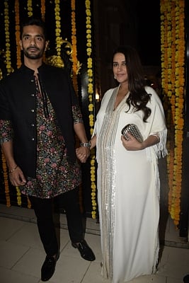 Actors Neha Dhupia and Angad Bedi. (Photo: IANS)