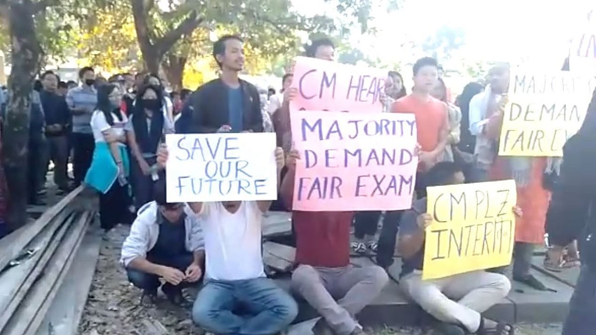 Some of the candidates were protesting demanding that the examinations be postponed as there is an ongoing case in court related to the examination.