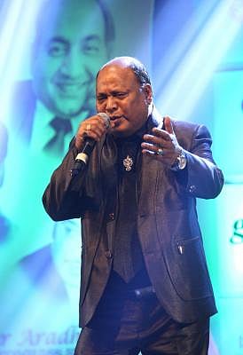 Mohd Aziz at a musical evening organised by Sur Aradhana Culture Society in New Delhi  (Photo: Amlan Paliwal/IANS)