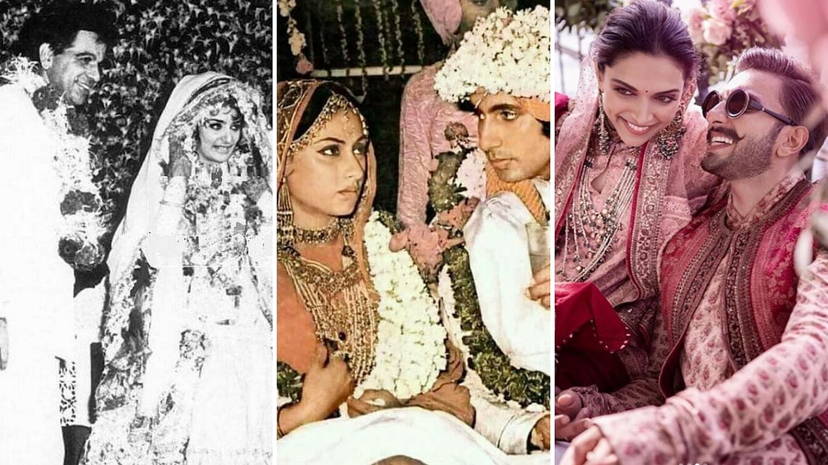 Dilip Kumar-Saira Banu, Amitabh Bachchan-Jaya Bhaduri, and Ranveer Singh-Deepika Padukone at their weddings.&nbsp;