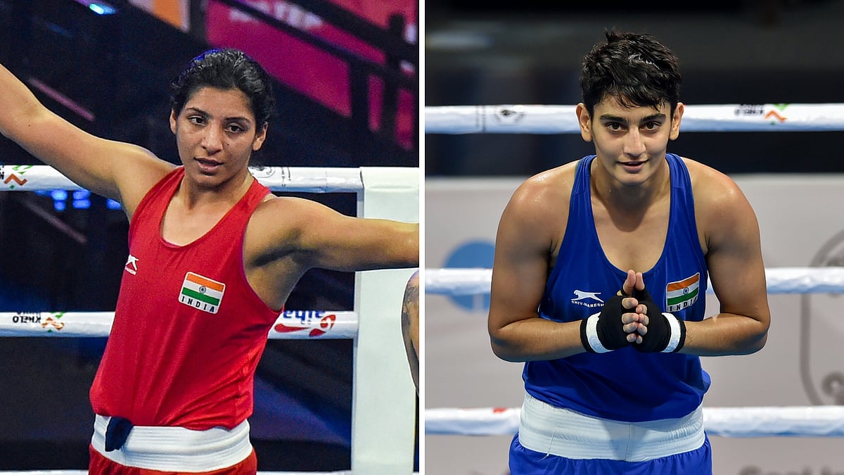 Simranjit Kaur (L) lost her Women’s World Boxing Championship semi-final while Sonia Chahal (R)has entered the final.