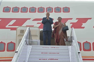 New Delhi: President Ram Nath Kovind along with his wife Savita Kovind, departs for the state visit to Vietnam and Australia from New Delhi, on Nov 18, 2018. (Photo: IANS/RB)
