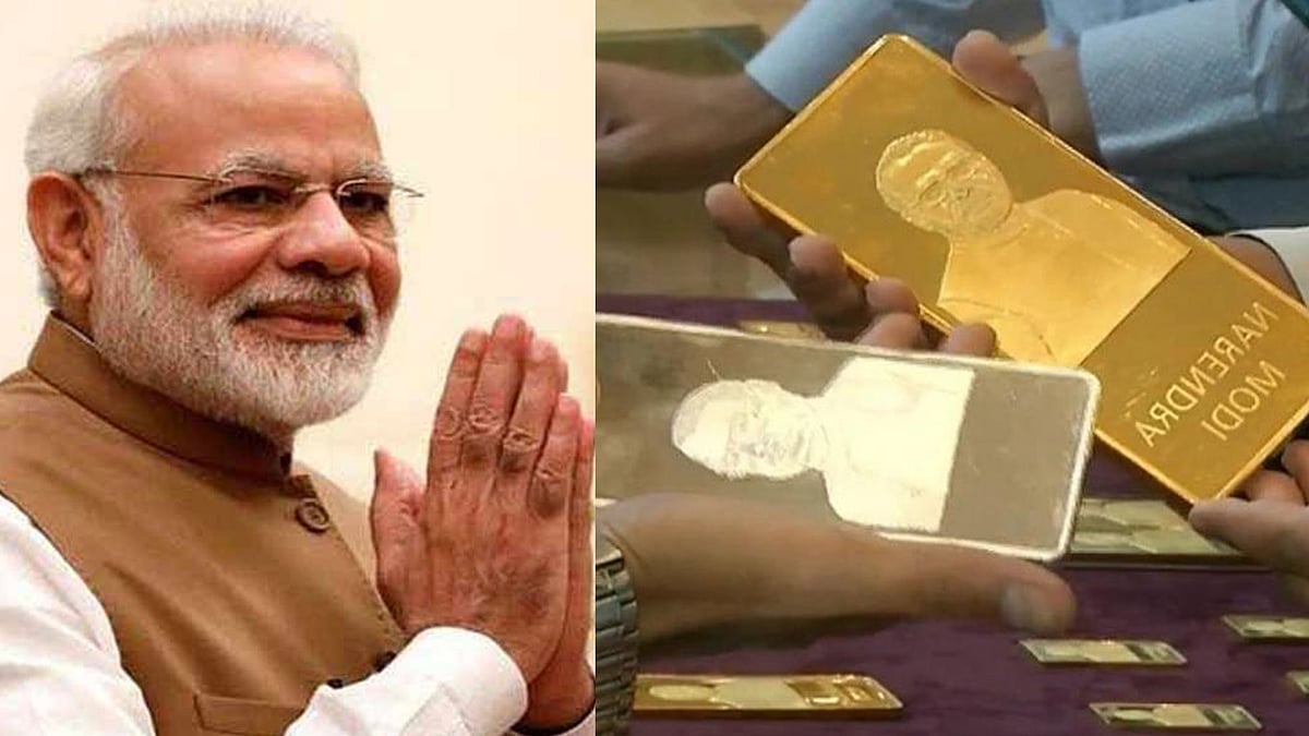 A shop in Surat is selling gold and silver coins with PM Modi’s face engraved on them, for Dhanteras.