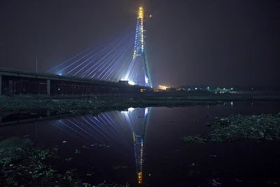 New Delhi: A view of the newly inaugurated Signature Bridge over the Yamuna river, in New Delhi on Nov 4, 2018. (Photo: IANS)