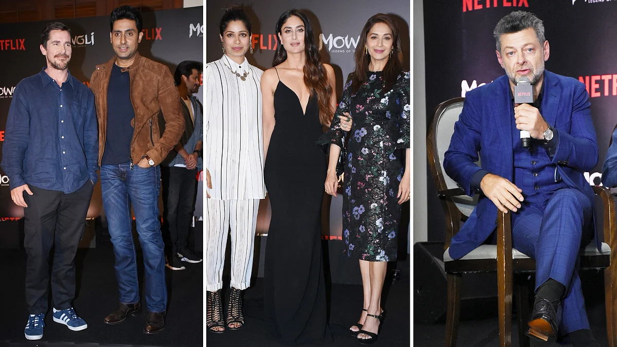 The cast of <i>Mowgli: Legend of the Jungle</i> at the film premiere.