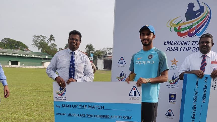 Mayank Markande was named Man of the Match in India’s win over Pakistan in the ACC Emerging Teams Asia Cup 2018 semi-final.