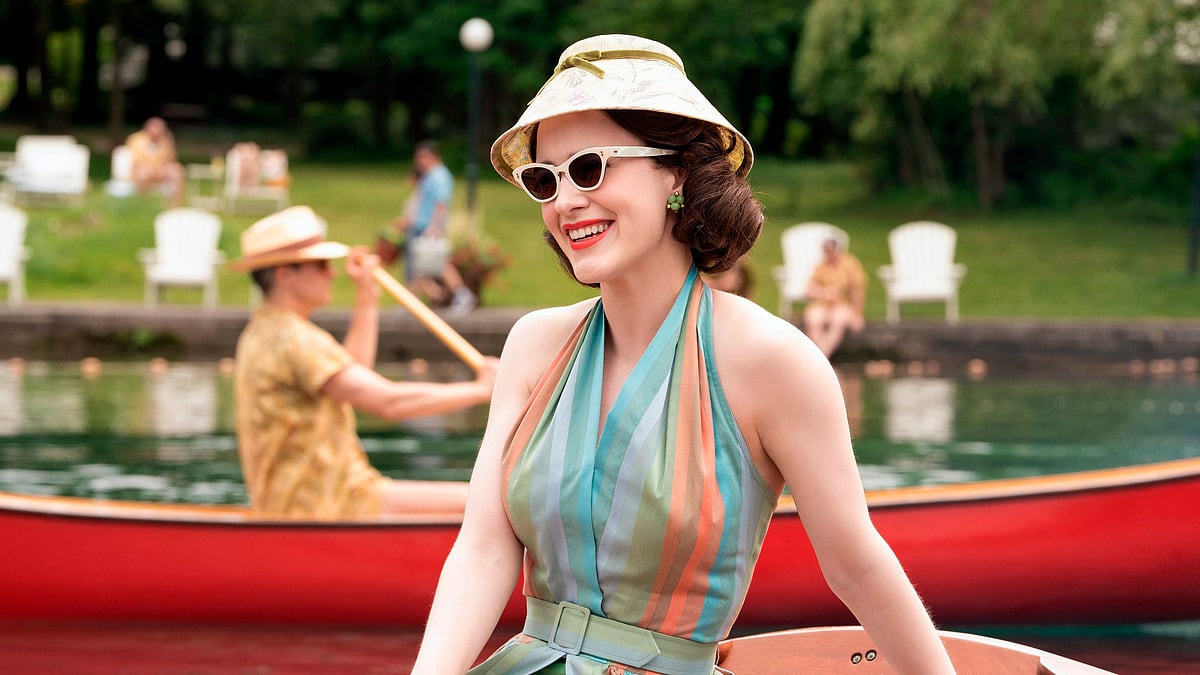 Rachel Brosnahan in a scene from <i>The Marvelous Mrs. Maisel.</i>