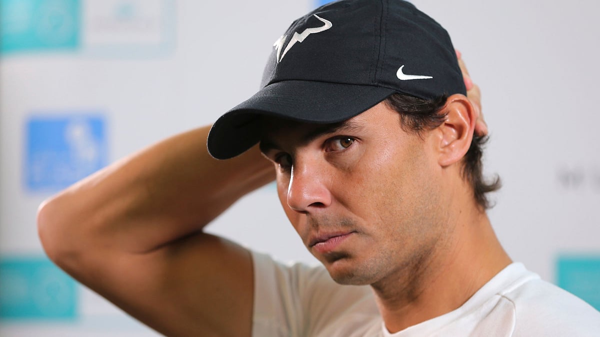 Rafael Nadal at a press conference on the opening day of the exhibition Mubadala World Tennis Championship in Abu Dhabi.