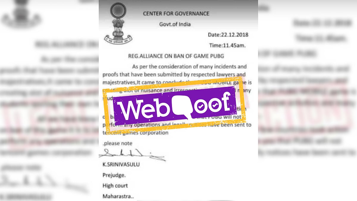 A viral post falsely claims that the mobile application game PUBG has been banned by the “High Court of Maharashtra.”