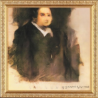 Portrait of Edmond Belamy, 2018, created by GAN (Generative Adversarial Network). Sold for 432,500 USD on 25 October at ChristieÃƒÂ¢Ã‚Â€Ã‚Â™s in New York. (Image ÃƒÂ‚Ã‚Â© Obvious)