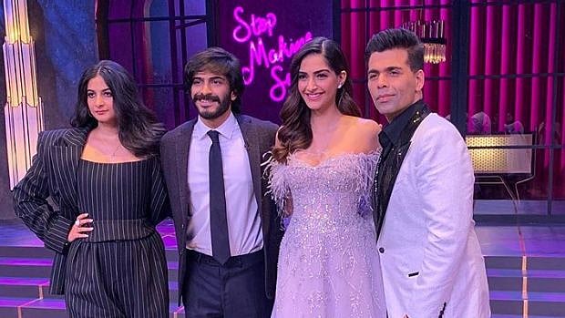Sonam, Rhea and Harshvardhan Kapoor appear on <i>Koffee With Karan 6.</i>