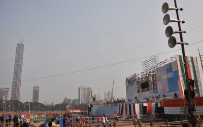 Kolkata: Preparations underway at Brigade Parade Ground on the eve of Trinamool Congress chief Mamata Banerjee