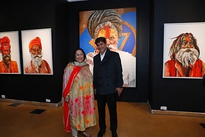 Philanthropist Kiran Nadar and artist Bharat Thakur. (Photo Source: Bharat Thakur)