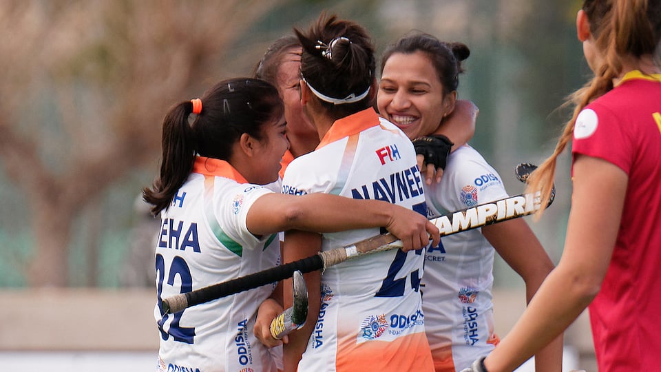 The Indian women’s hockey team beat Spain 5-2 in their third match of the tour on Tuesday.