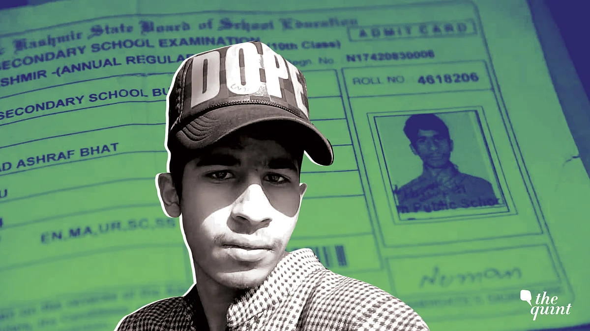 Numan Ashraf was killed at an encounter site. His marksheet came a month after his death which he could never see.&nbsp;
