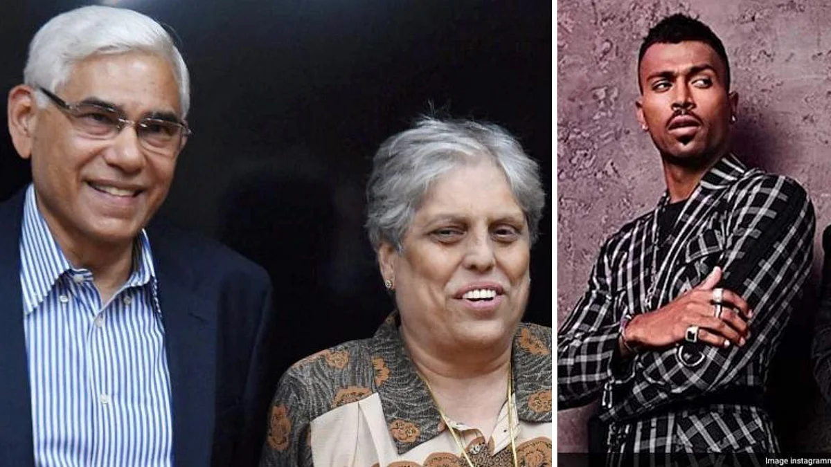 From left: CoA members Vinod Rai and Diana Edulji, and Hardik Pandya