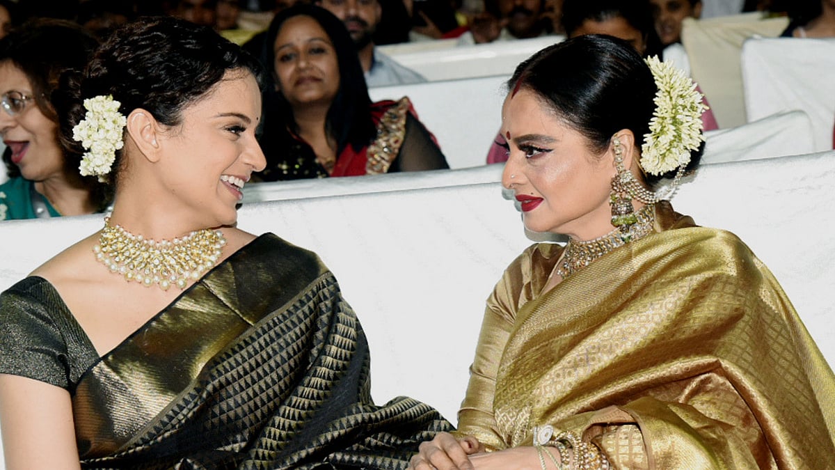 Kangana Ranaut and Rekha bond at an event in Mumbai.