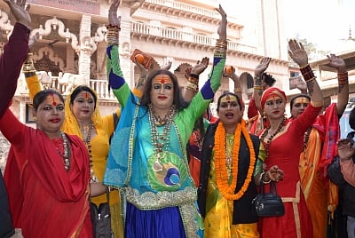 Kinnar Akhada President Laxmi Narayan Tripathi at Kumbh Mela 2019. (Photo: IANS)