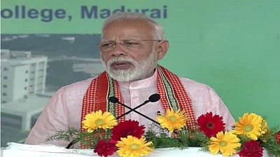 Madurai: Prime Minister Narendra Modi addresses at the foundation stone laying ceremony of All India Institute of Medical Sciences (AIIMS) in Madurai, Tamil Nadu, on Jan 27, 2019. (Photo: IANS/BJP)