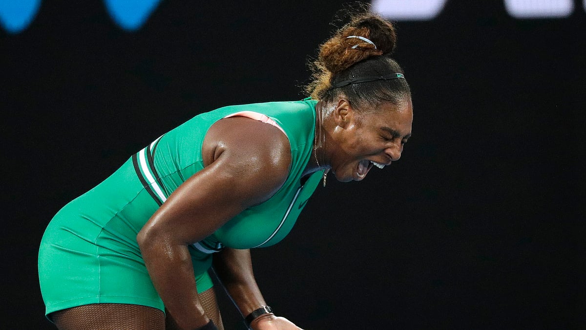 Serena Williams beat world number one Simona Halep in the fourth round of the Australian Open.