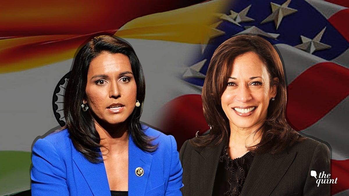 Congresswoman Tulsi Gabbard (L) and Senator Kamala Harris (R).